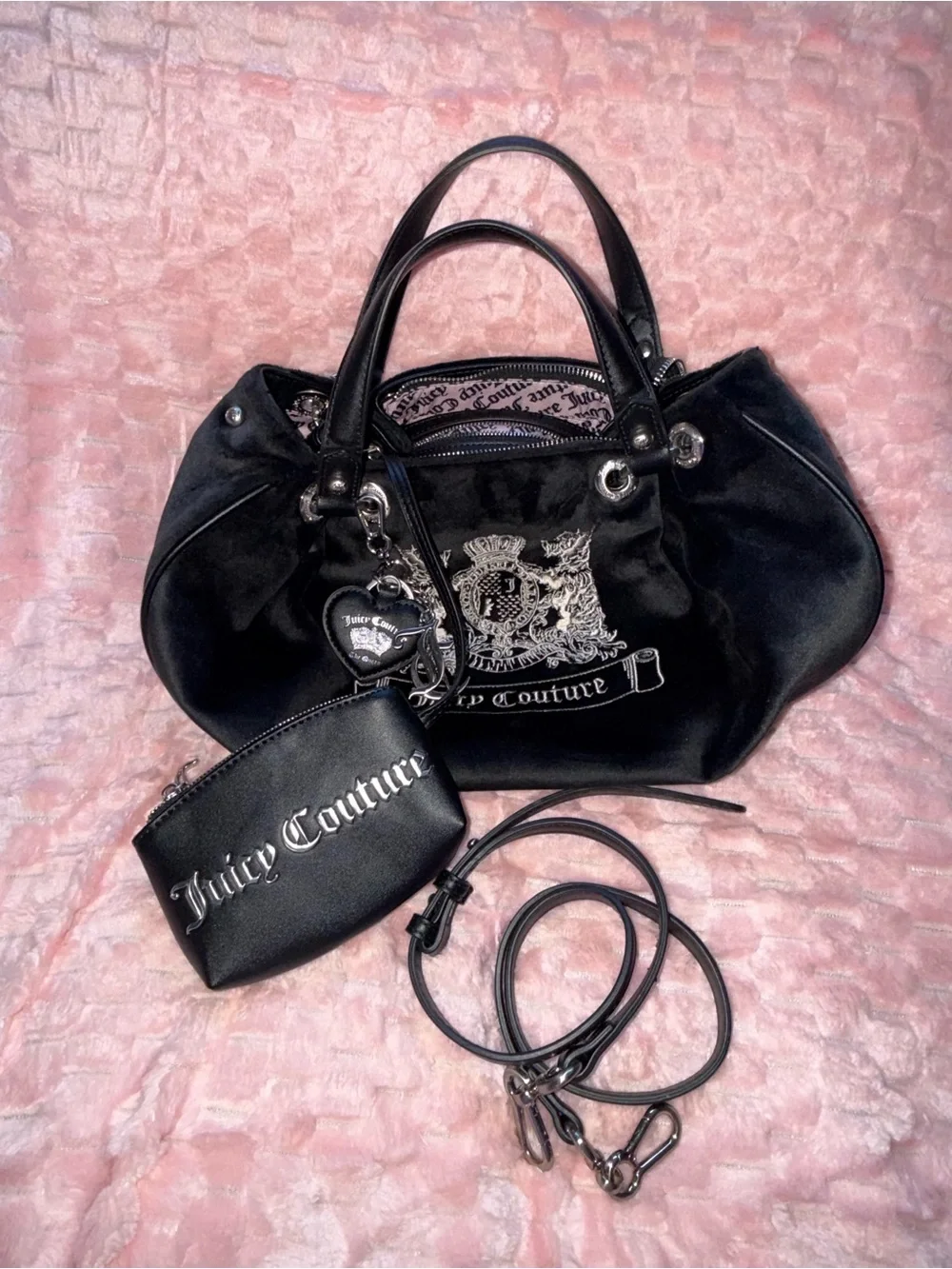 Juicy Couture Black Silver Twig Dog Dumpling / Hobo Bag ! NWOT ! - Picture 6 of 7